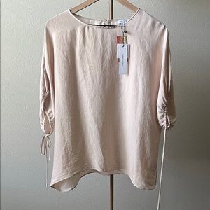 Naked Zebra Blush Ruched Sleeve Blouse